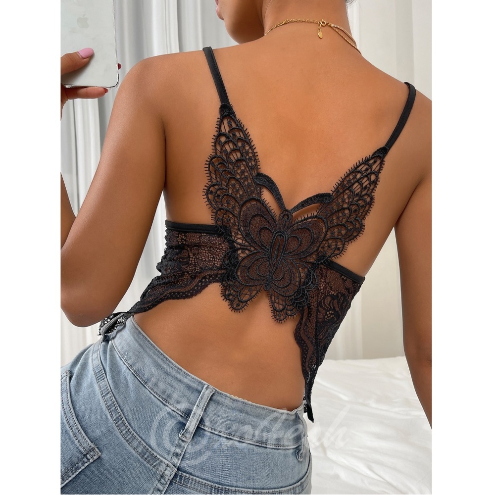 Butterfly Back Black Lace Cami Top, never worn… NEW without tags
